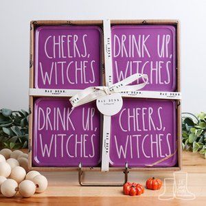 Rae Dunn CHEERS WITCHES, DRINK UP WITCHES Drink Coasters